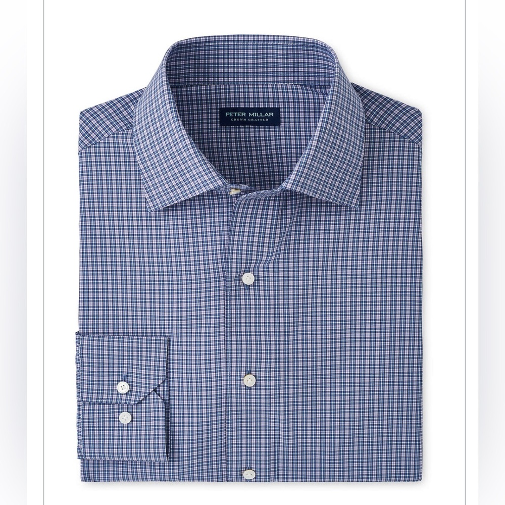 Peter Millar Men's Brook Blue Wicklow Performance Poplin Sport Shirt -XXL $200